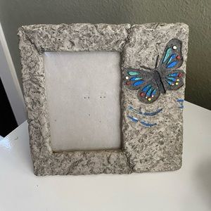 Life Echoes Picture Frame - Gray Stone - Etched Multicolor Butterfly
